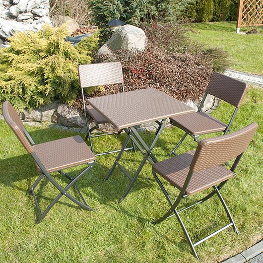 STÓŁ CATERINGOWY OGRODOWY SKŁADANY 62 x 62 o wzorze rattanu - stół składany 62 x 62 brązowy - obrazek 8