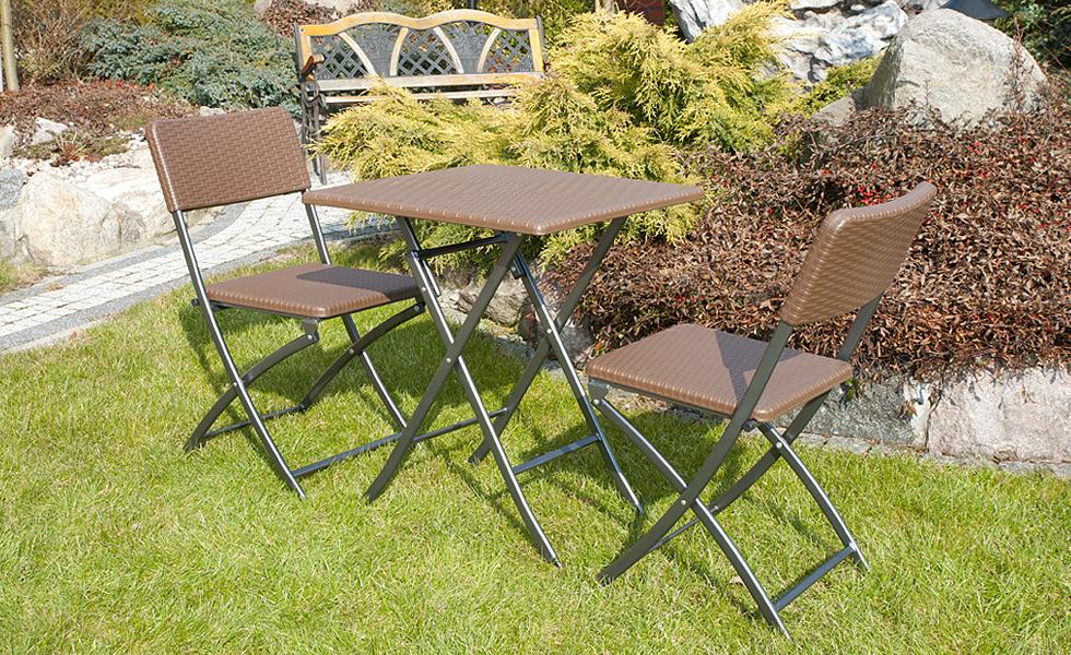 STÓŁ CATERINGOWY OGRODOWY SKŁADANY 62 x 62 o wzorze rattanu - stół składany 62 x 62 brązowy - obrazek 11