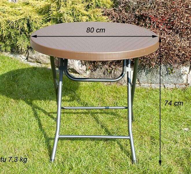 Alternative view of STÓŁ CATERINGOWY OGRODOWY SKŁADANY okrągły śr. 80 cm o wzorze rattanu - stół składany okrągły śr. 80 cm brązowy