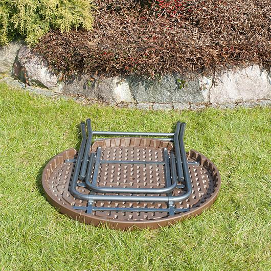 STÓŁ CATERINGOWY OGRODOWY SKŁADANY okrągły śr. 80 cm o wzorze rattanu - stół składany okrągły śr. 80 cm brązowy - obrazek 6