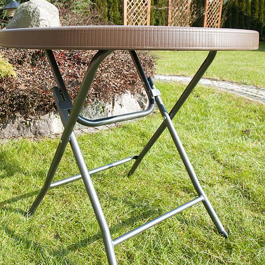 STÓŁ CATERINGOWY OGRODOWY SKŁADANY okrągły śr. 80 cm o wzorze rattanu - stół składany okrągły śr. 80 cm brązowy - obrazek 8