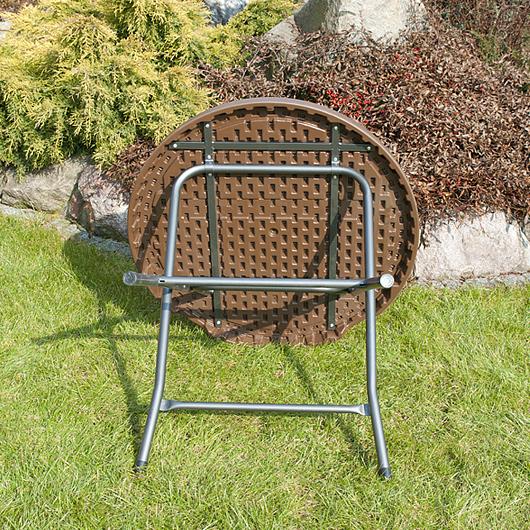 STÓŁ CATERINGOWY OGRODOWY SKŁADANY okrągły śr. 80 cm o wzorze rattanu - stół składany okrągły śr. 80 cm brązowy - obrazek 11