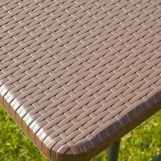 STÓŁ CATERINGOWY OGRODOWY SKŁADANY okrągły śr. 80 cm o wzorze rattanu - stół składany okrągły śr. 80 cm brązowy - obrazek 12