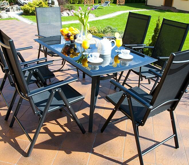 MEBLE OGRODOWE aluminiowe ZESTAW OGRODOWY verona czarny - zestaw VERONA czarny