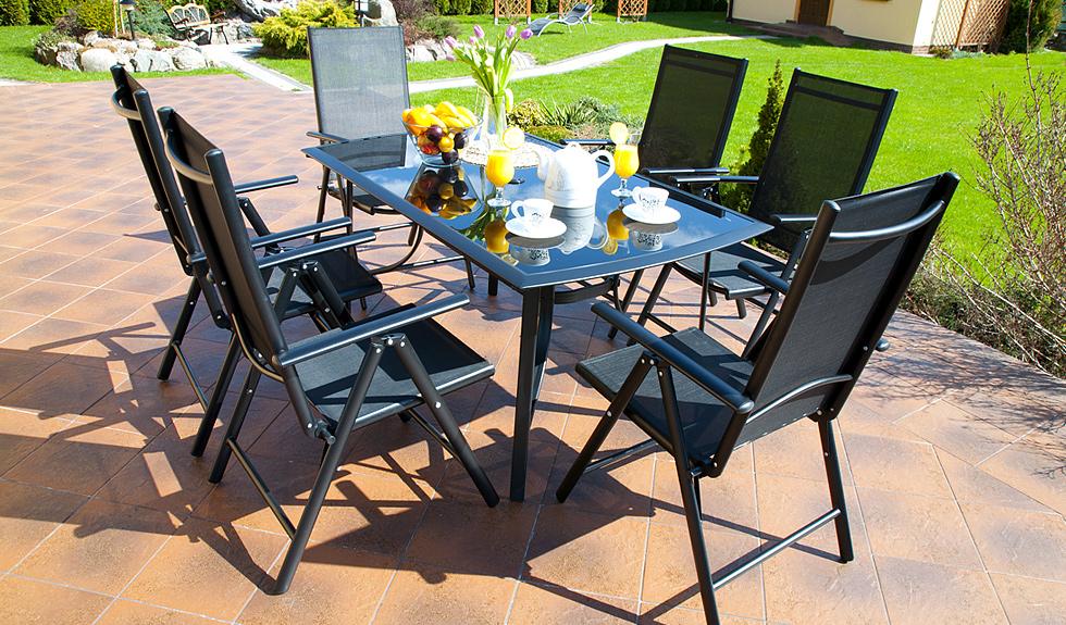 MEBLE OGRODOWE aluminiowe ZESTAW OGRODOWY verona czarny - zestaw VERONA czarny