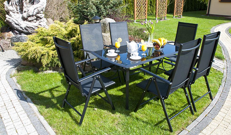 MEBLE OGRODOWE aluminiowe ZESTAW OGRODOWY verona czarny - zestaw VERONA czarny - obrazek 2