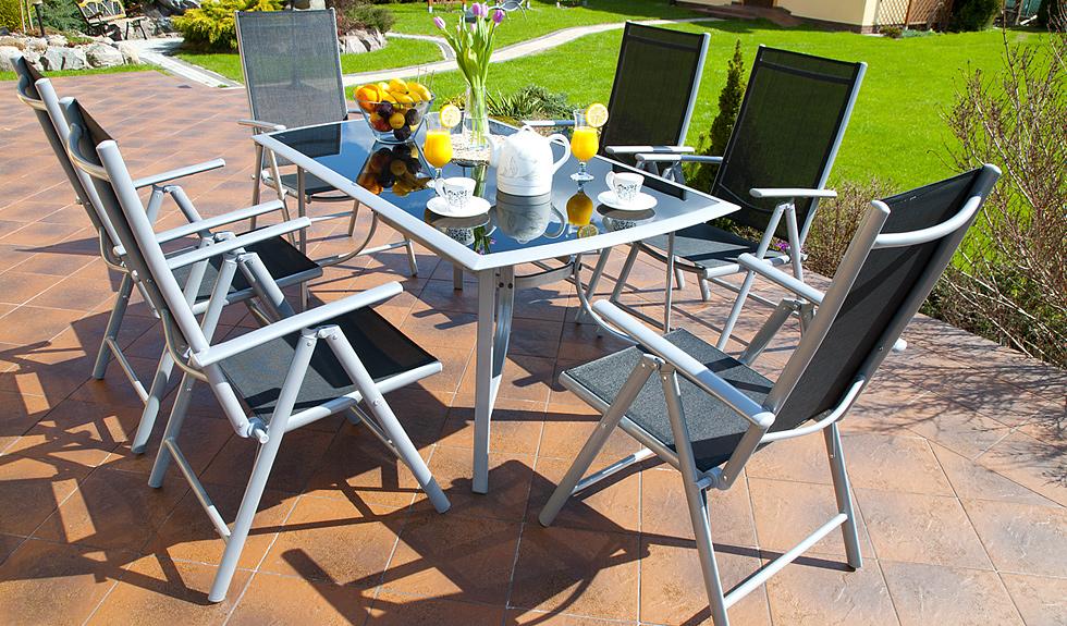 MEBLE OGRODOWE aluminiowe ZESTAW OGRODOWY verona srebrno-czarny - zestaw VERONA srebrno-czarny