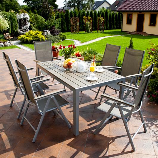 MEBLE OGRODOWE aluminiowe ZESTAW OGRODOWY modena srebrny - zestaw MODENA - obrazek 8