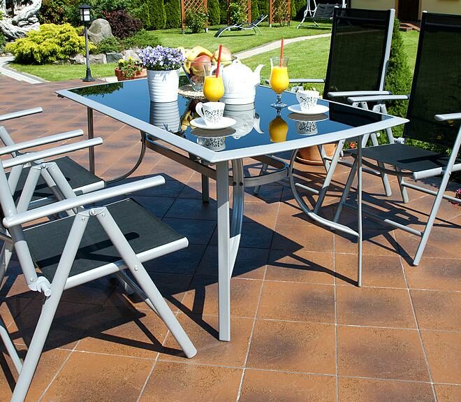 MEBLE OGRODOWE aluminiowe ZESTAW Verona srebrno-czarny 4 krzesła - zestaw VERONA srebrno-czarny 4 krzesła