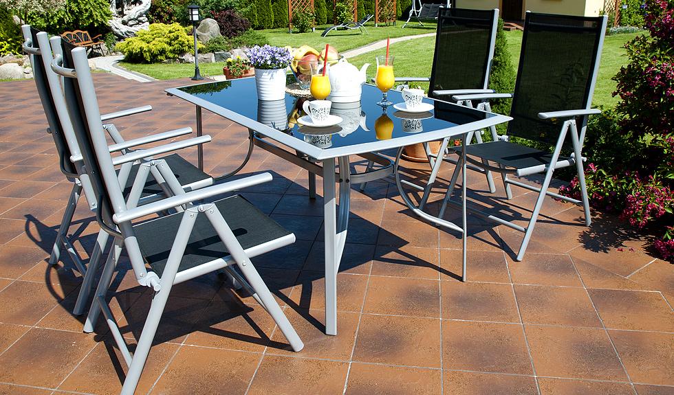 MEBLE OGRODOWE aluminiowe ZESTAW Verona srebrno-czarny 4 krzesła - zestaw VERONA srebrno-czarny 4 krzesła