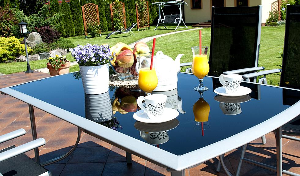 MEBLE OGRODOWE aluminiowe ZESTAW Verona srebrno-czarny 4 krzesła - zestaw VERONA srebrno-czarny 4 krzesła - obrazek 2