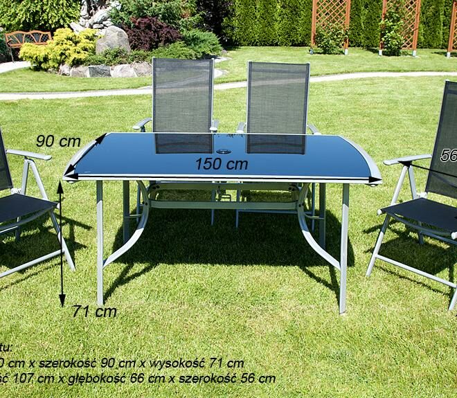 Alternative view of MEBLE OGRODOWE aluminiowe ZESTAW Verona czarny 4 krzesła  - zestaw VERONA czarny 4 krzesła