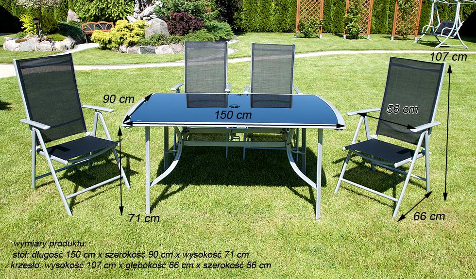 MEBLE OGRODOWE aluminiowe ZESTAW Verona czarny 4 krzesła - zestaw VERONA czarny 4 krzesła - obrazek 2