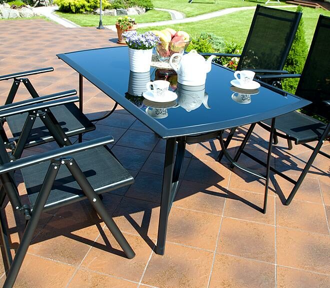 MEBLE OGRODOWE aluminiowe ZESTAW Verona czarny 4 krzesła - zestaw VERONA czarny 4 krzesła