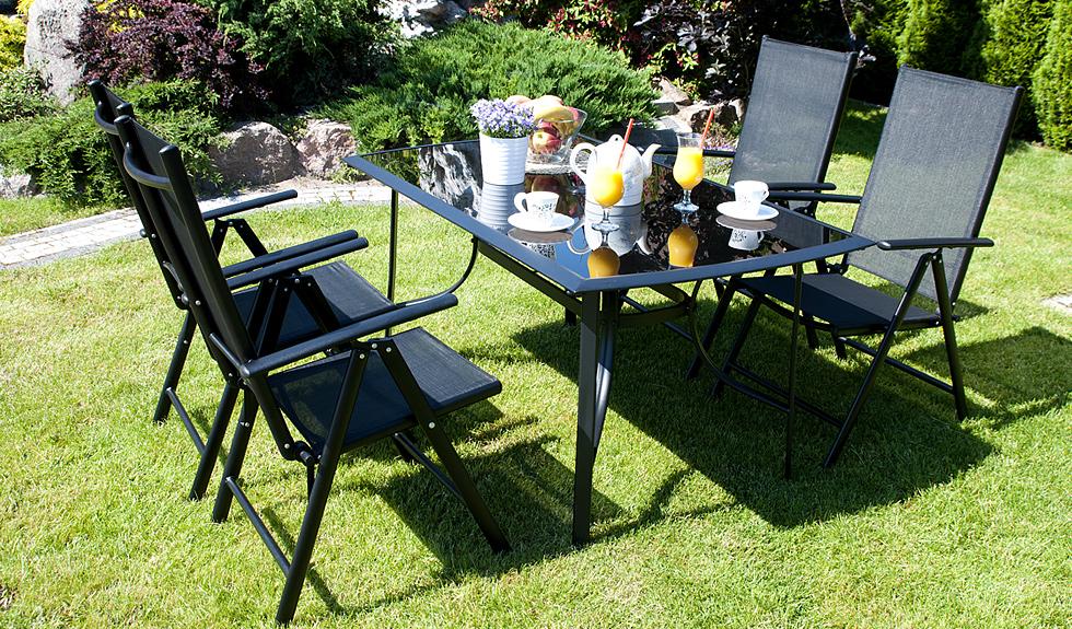 MEBLE OGRODOWE aluminiowe ZESTAW Verona czarny 4 krzesła - zestaw VERONA czarny 4 krzesła - obrazek 5