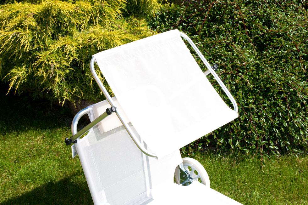 Leżak plażowy na kółkach ogrodowy z daszkiem kolor ECRU - leżak na kółkach ecru - obrazek 9