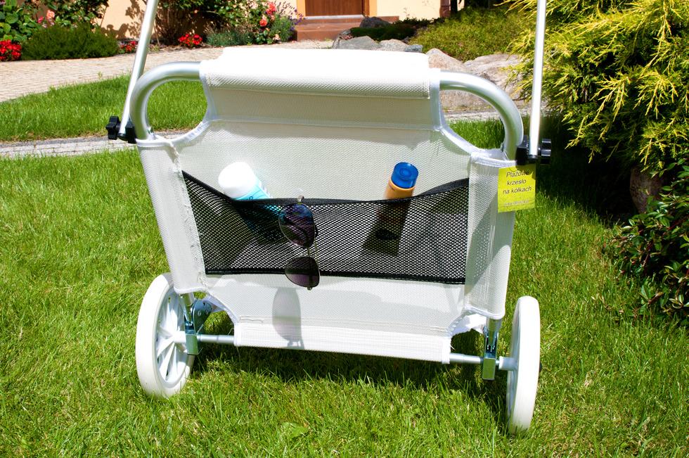 Leżak plażowy na kółkach ogrodowy z daszkiem kolor ECRU - leżak na kółkach ecru - obrazek 7