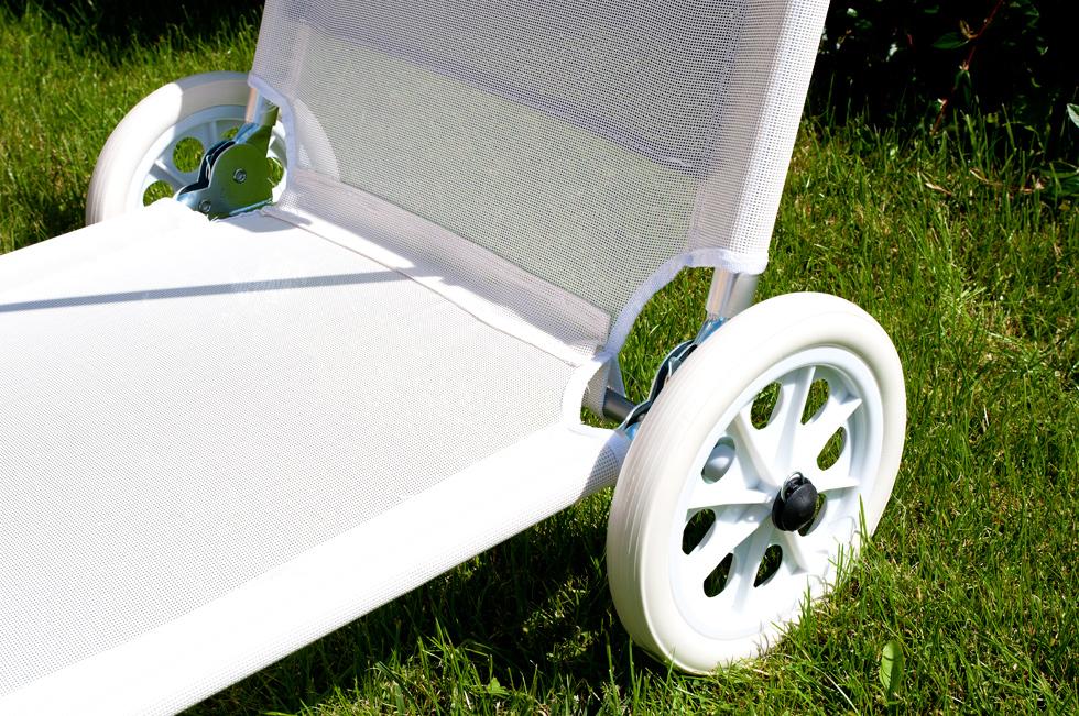 Leżak plażowy na kółkach ogrodowy z daszkiem kolor ECRU - leżak na kółkach ecru - obrazek 6