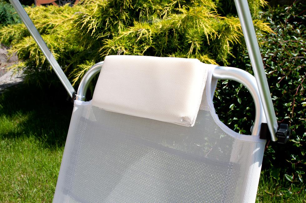 Leżak plażowy na kółkach ogrodowy z daszkiem kolor ECRU - leżak na kółkach ecru - obrazek 4