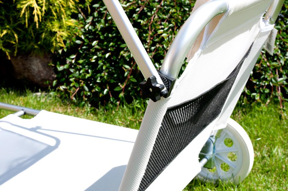 Leżak plażowy na kółkach ogrodowy z daszkiem kolor ECRU - leżak na kółkach ecru - obrazek 3