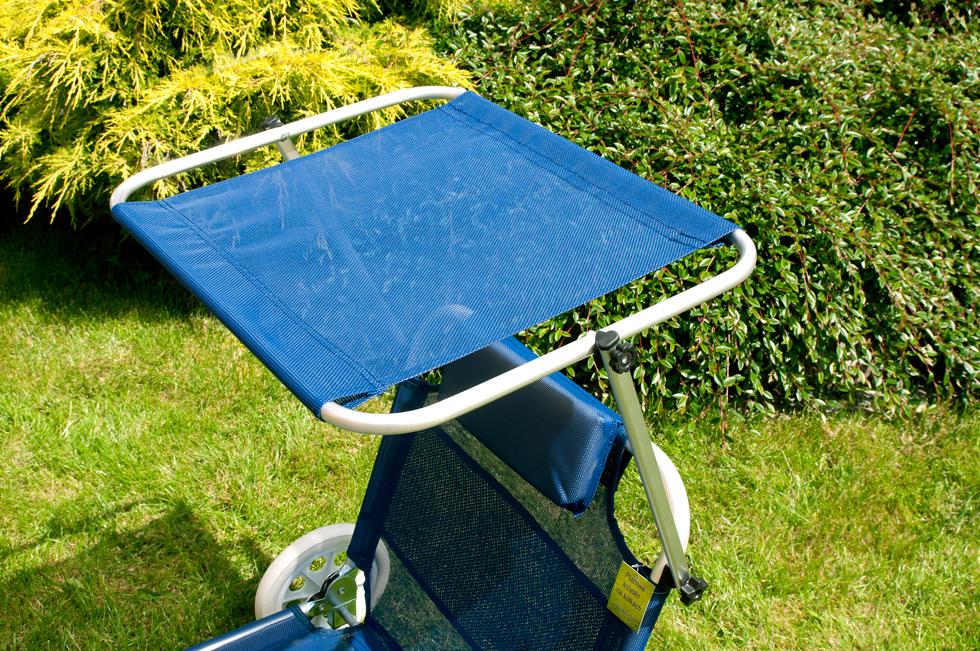 Leżak plażowy na kółkach ogrodowy z daszkiem kolor NIEBIESKI - leżak na kółkach niebieski - obrazek 2