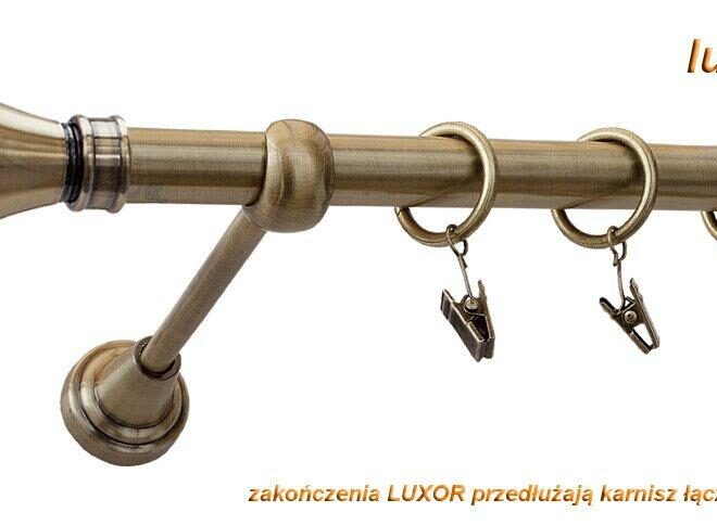 Alternative view of Karnisz LUXOR Antyk Mosiądz, Pojedynczy 19 rura gładka - 120 cm