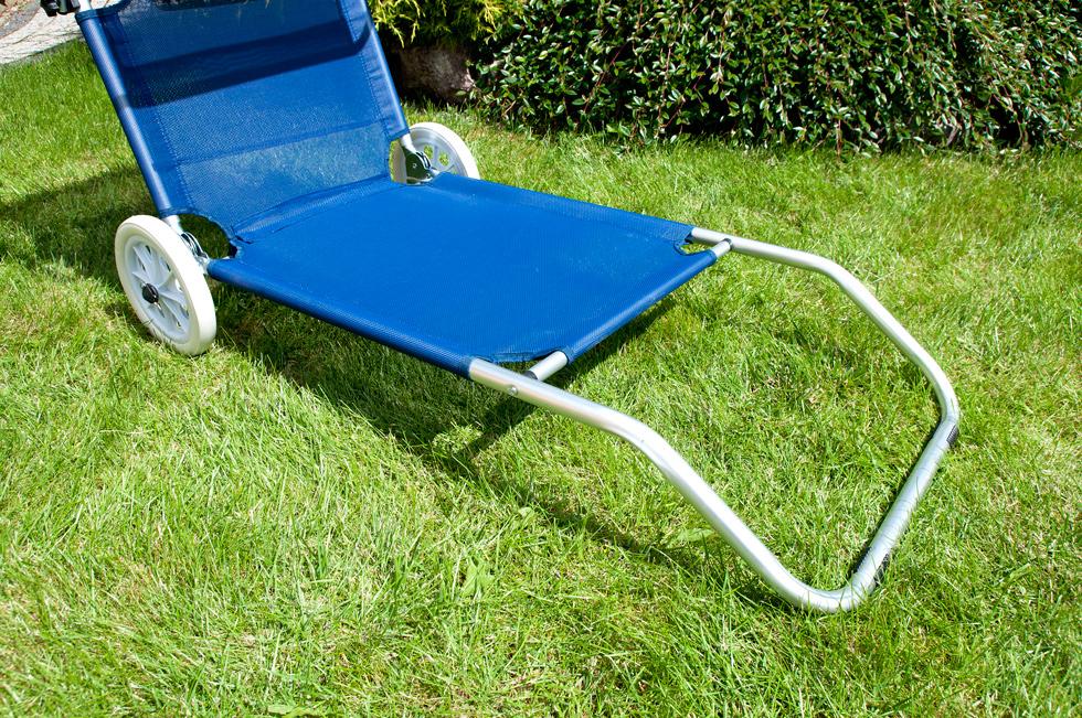 Leżak plażowy na kółkach ogrodowy z daszkiem kolor NIEBIESKI - leżak na kółkach niebieski - obrazek 7