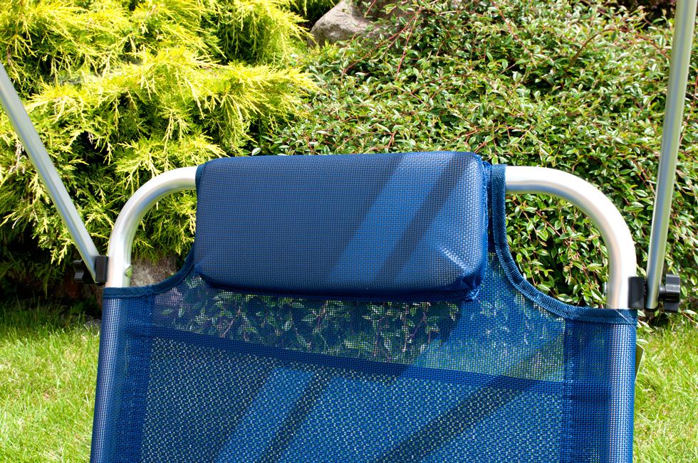 Leżak plażowy na kółkach ogrodowy z daszkiem kolor NIEBIESKI - leżak na kółkach niebieski - obrazek 8