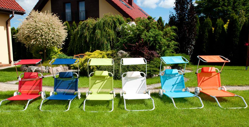 Leżak plażowy na kółkach ogrodowy z daszkiem kolor NIEBIESKI - leżak na kółkach niebieski - obrazek 9