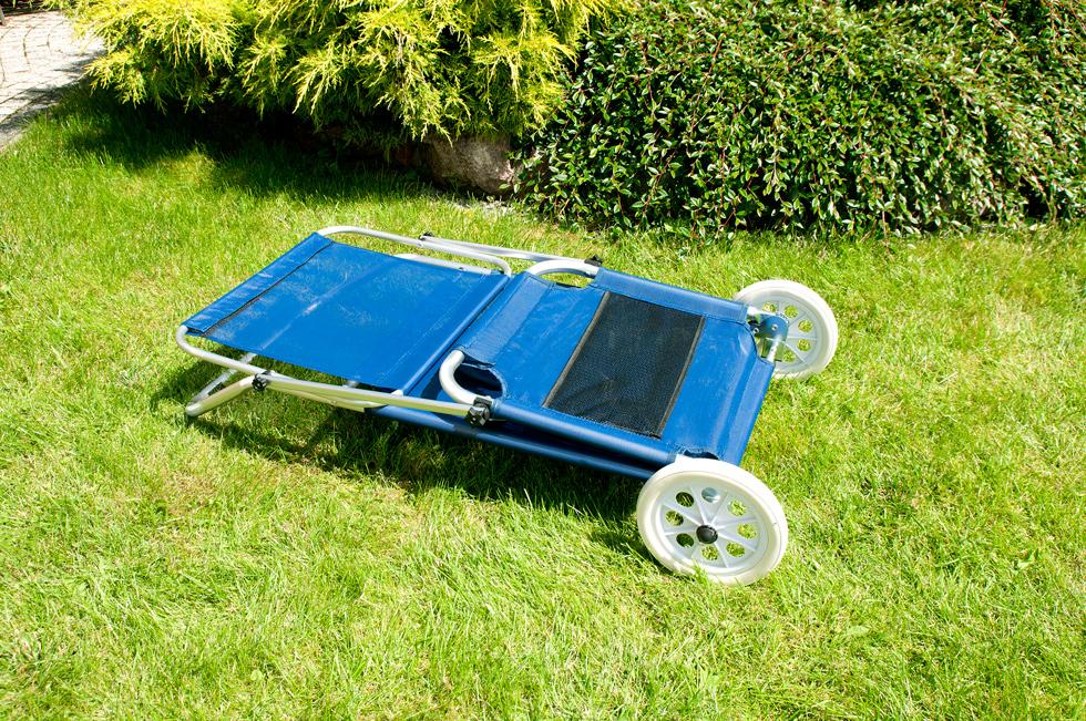 Leżak plażowy na kółkach ogrodowy z daszkiem kolor NIEBIESKI - leżak na kółkach niebieski - obrazek 11