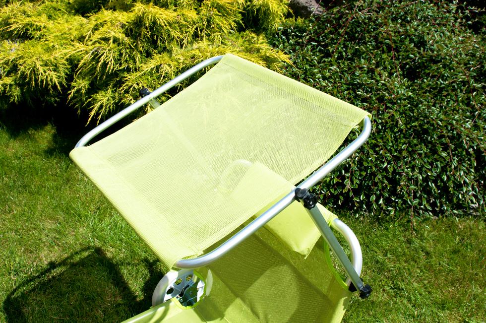 Leżak plażowy na kółkach ogrodowy z daszkiem kolor PISTACJOWY - leżak na kółkach pistacjowy - obrazek 4
