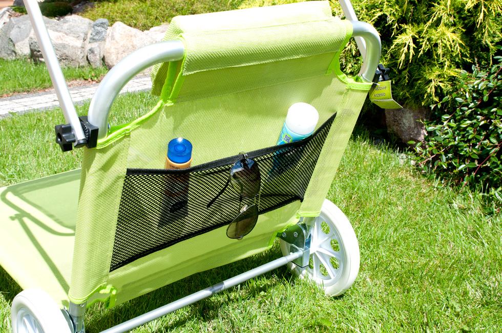 Leżak plażowy na kółkach ogrodowy z daszkiem kolor PISTACJOWY - leżak na kółkach pistacjowy - obrazek 6