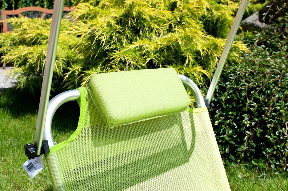 Leżak plażowy na kółkach ogrodowy z daszkiem kolor PISTACJOWY - leżak na kółkach pistacjowy - obrazek 8