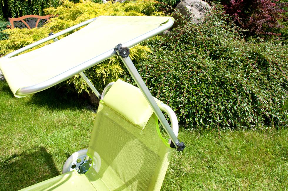 Leżak plażowy na kółkach ogrodowy z daszkiem kolor PISTACJOWY - leżak na kółkach pistacjowy - obrazek 9