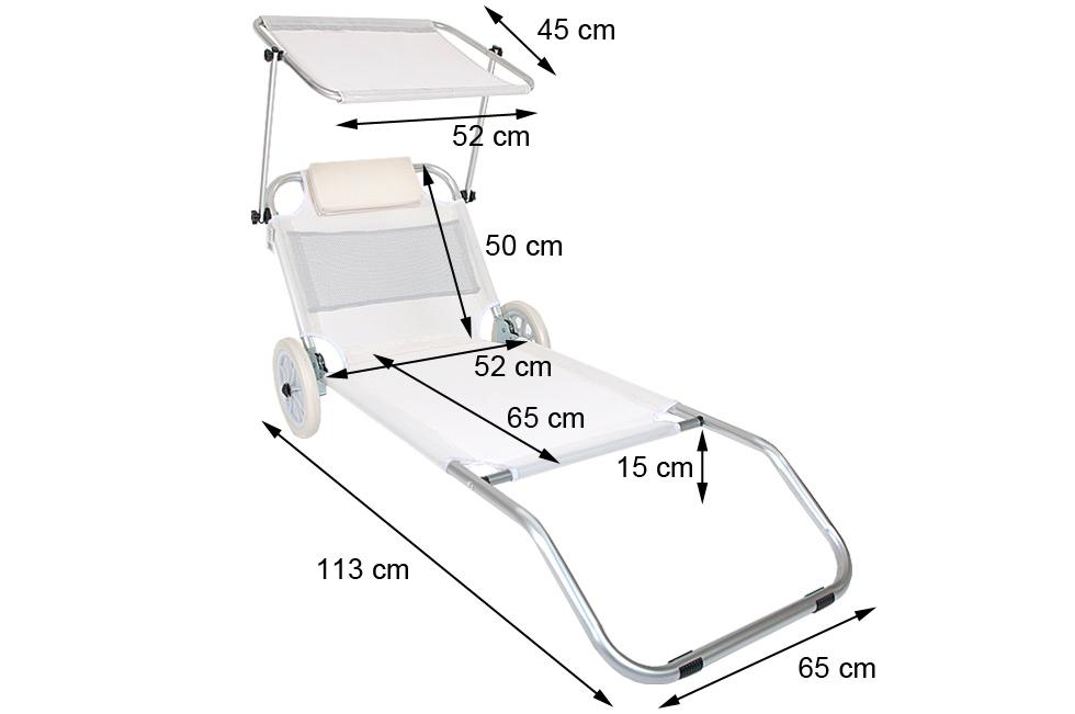 Leżak plażowy na kółkach ogrodowy z daszkiem kolor CZERWONY - leżak na kółkach czerwony - obrazek 3