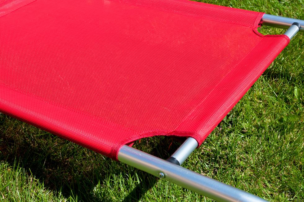 Leżak plażowy na kółkach ogrodowy z daszkiem kolor CZERWONY - leżak na kółkach czerwony - obrazek 9