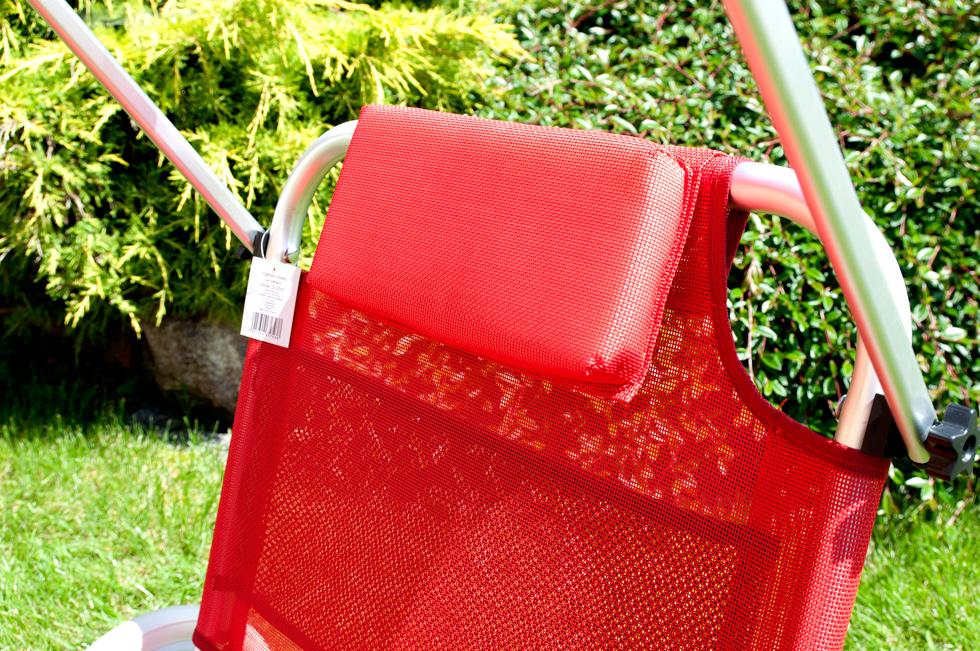 Leżak plażowy na kółkach ogrodowy z daszkiem kolor CZERWONY - leżak na kółkach czerwony - obrazek 10