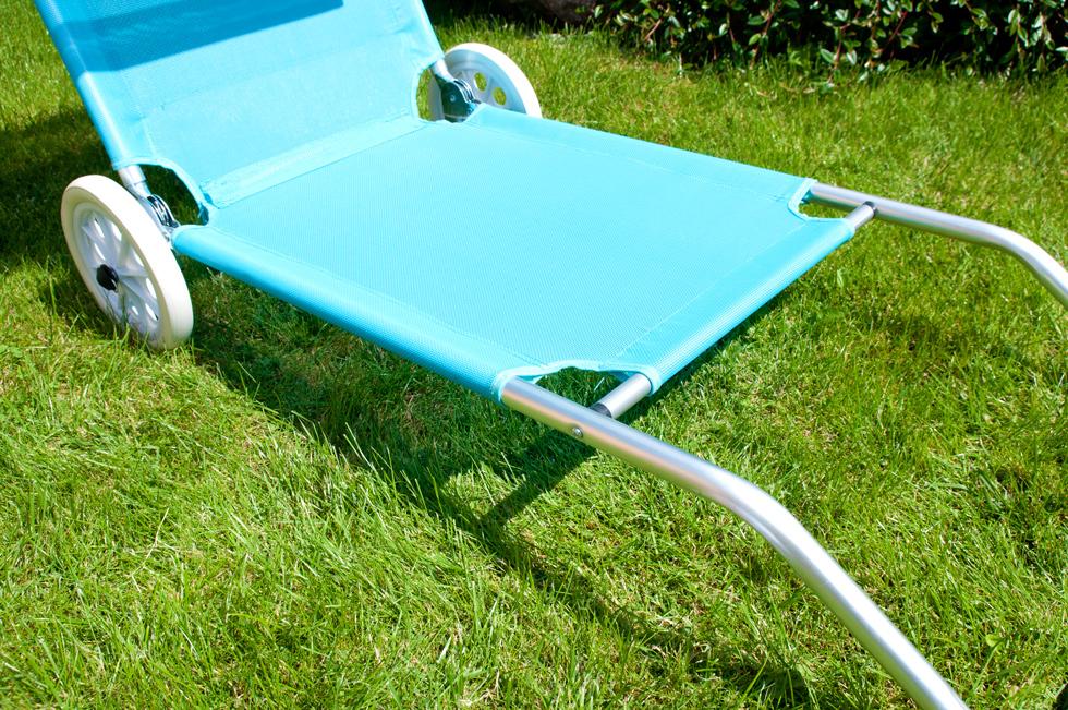 Leżak plażowy na kółkach ogrodowy z daszkiem kolor TURKUSOWY - leżak na kółkach turkusowy - obrazek 11