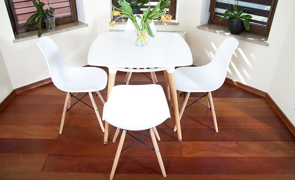 NOWOCZESNY ZESTAW STÓŁ + 4 KRZESŁA kolekcja MEDIOLAN KWADRATOWY BIAŁY - zestaw MEDIOLAN biały KWADRATOWY stół + 4 krzesła - obrazek 6