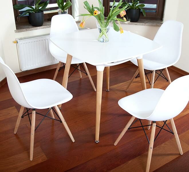 ZESTAW STÓŁ + 4 KRZESŁA kolekcja MEDIOLAN KWADRATOWY BIAŁY - zestaw MEDIOLAN biały KWADRATOWY stół + 4 krzesła