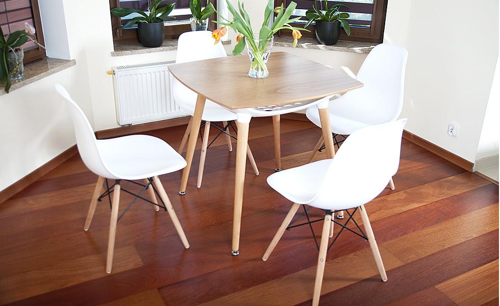 ZESTAW STÓŁ + 4 KRZESŁA MEDIOLAN KWADRATOWY BUKOWY - ZESTAW MEDIOLAN bukowy KWADRATOWY