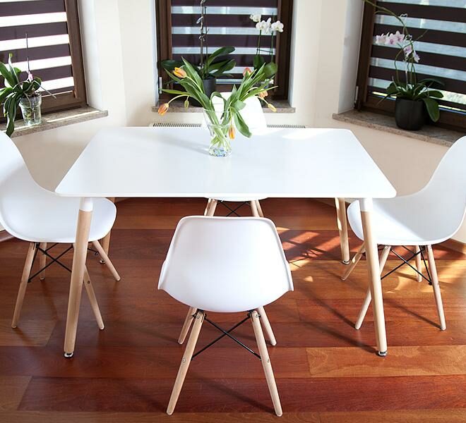 Alternative view of ZESTAW STÓŁ + 4 KRZESŁA MEDIOLAN PROSTOKĄTNY BIAŁY  - Zestaw MEDIOLAN biały PROSTOKĄTNY