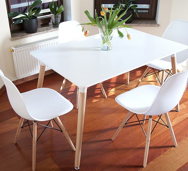 ZESTAW STÓŁ + 4 KRZESŁA MEDIOLAN PROSTOKĄTNY BIAŁY - Zestaw MEDIOLAN biały PROSTOKĄTNY
