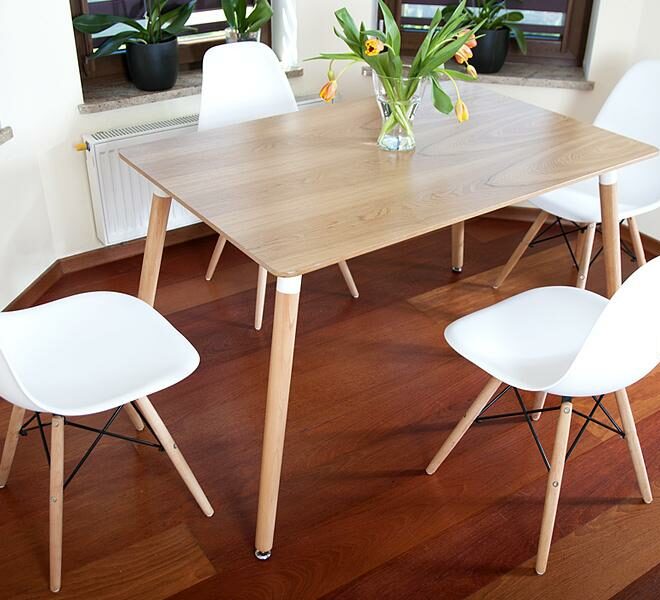 ZESTAW STÓŁ + 4 KRZESŁA MEDIOLAN PROSTOKĄTNY BUKOWY - zestaw MEDIOLAN bukowy PROSTOKĄTNY