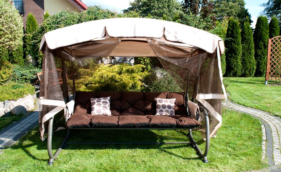 HUŚTAWKA OGRODOWA 4-osobowa BLANCA z moskitierą BRĄZOWA - Huśtawka BLANCA Brązowa - obrazek 2