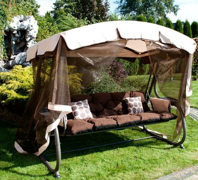 HUŚTAWKA OGRODOWA 4-osobowa BLANCA z moskitierą BRĄZOWA - Huśtawka BLANCA Brązowa