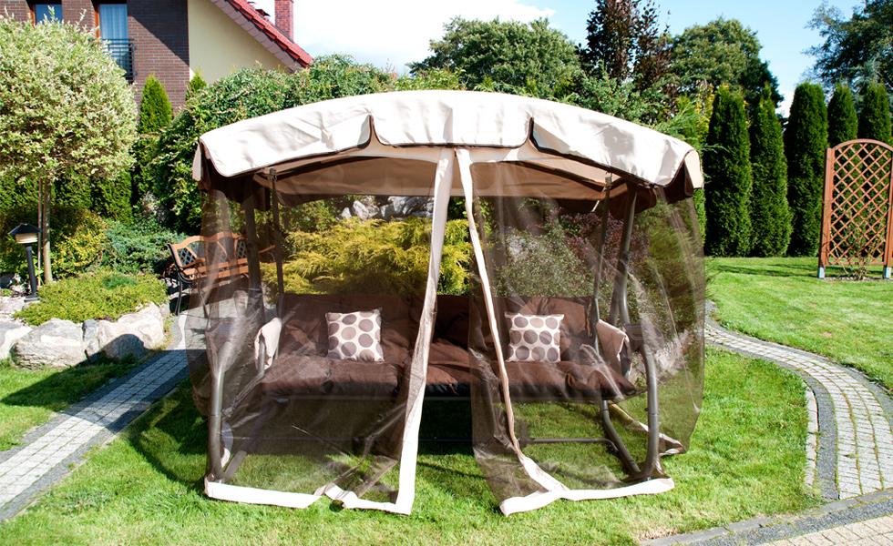 HUŚTAWKA OGRODOWA 4-osobowa BLANCA z moskitierą BRĄZOWA - Huśtawka BLANCA Brązowa - obrazek 3