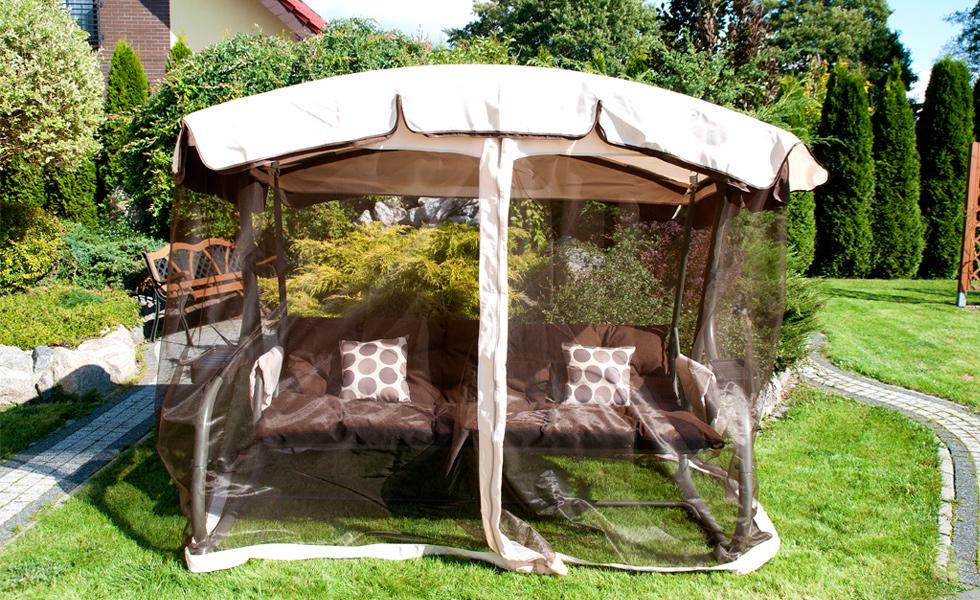HUŚTAWKA OGRODOWA 4-osobowa BLANCA z moskitierą BRĄZOWA - Huśtawka BLANCA Brązowa - obrazek 4
