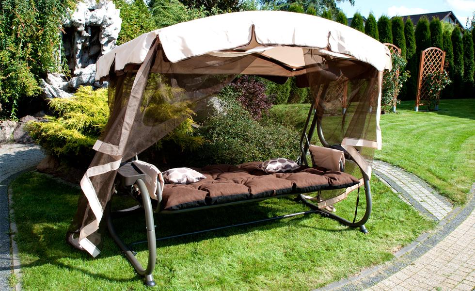 HUŚTAWKA OGRODOWA 4-osobowa BLANCA z moskitierą BRĄZOWA - Huśtawka BLANCA Brązowa - obrazek 7