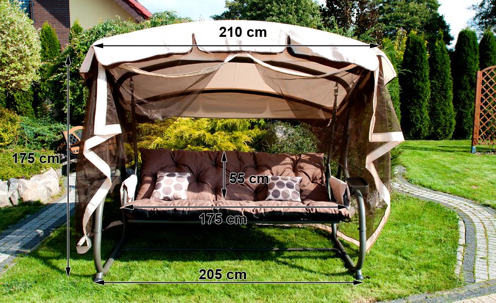 HUŚTAWKA OGRODOWA 4-osobowa BLANCA z moskitierą BRĄZOWA - Huśtawka BLANCA Brązowa - obrazek 8